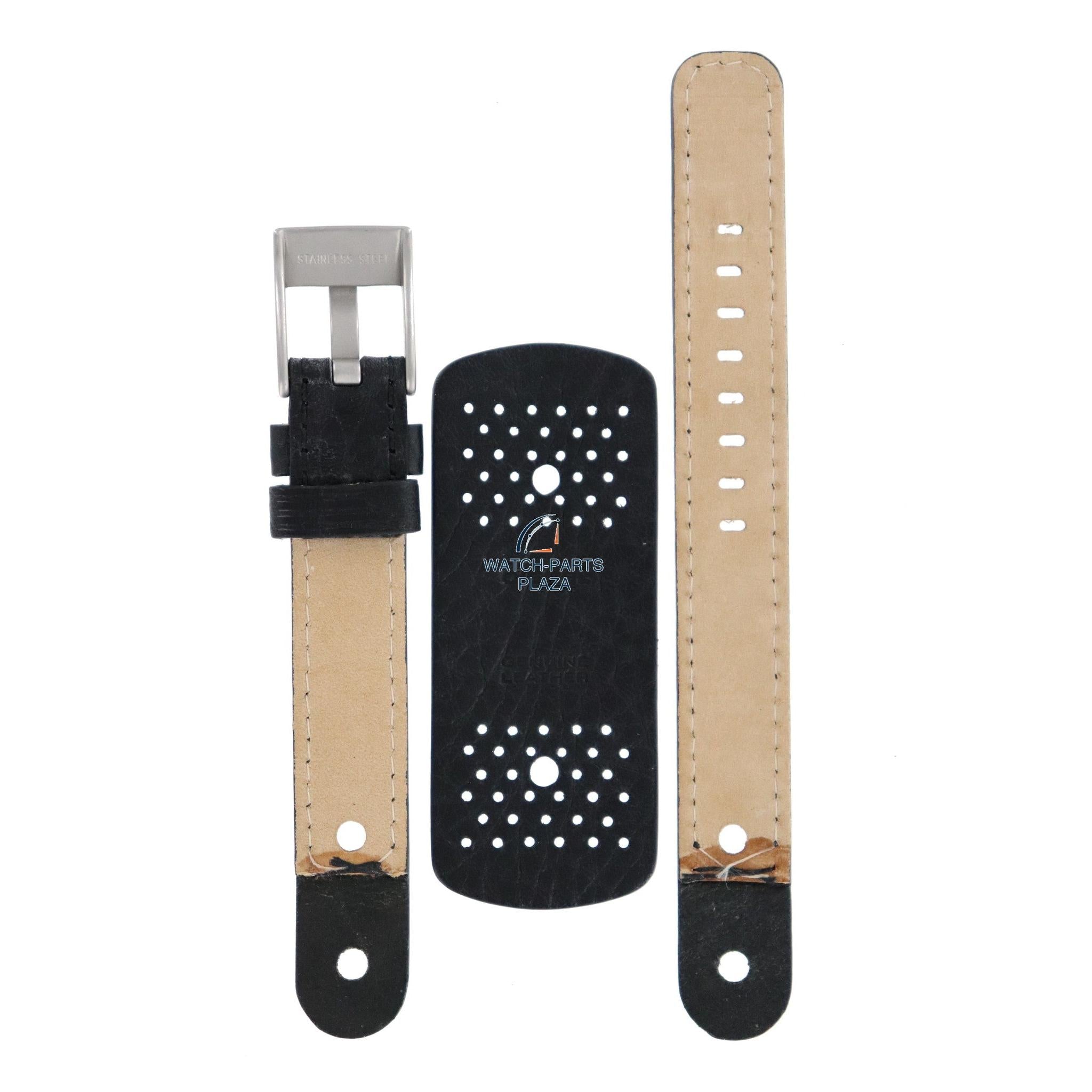 Watch Strap Diesel DZ2056 black cuff leather band 16mm genuine - Watch Plaza