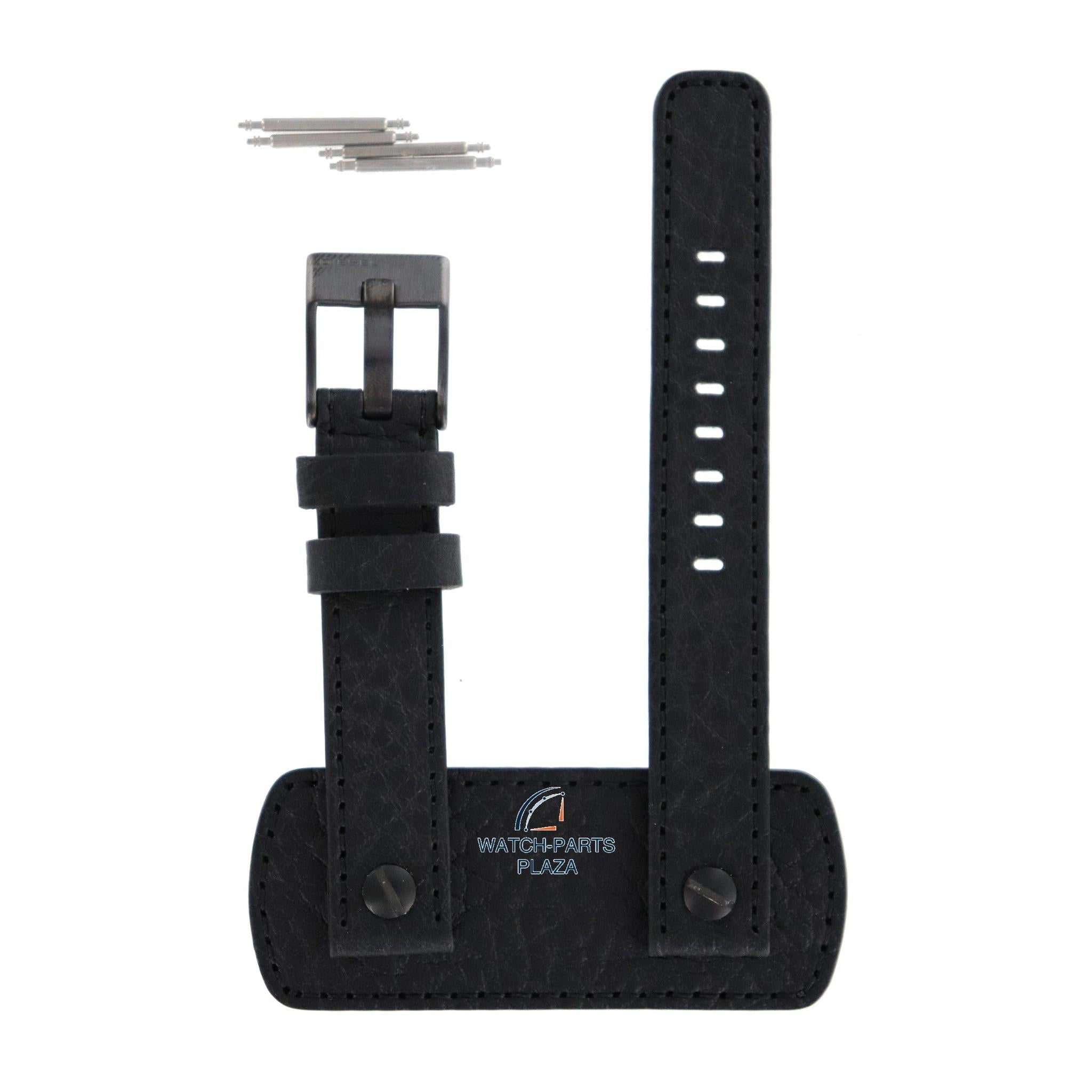 Watch Strap Diesel DZ2079 black buckle leather band 16mm original - Watch Plaza