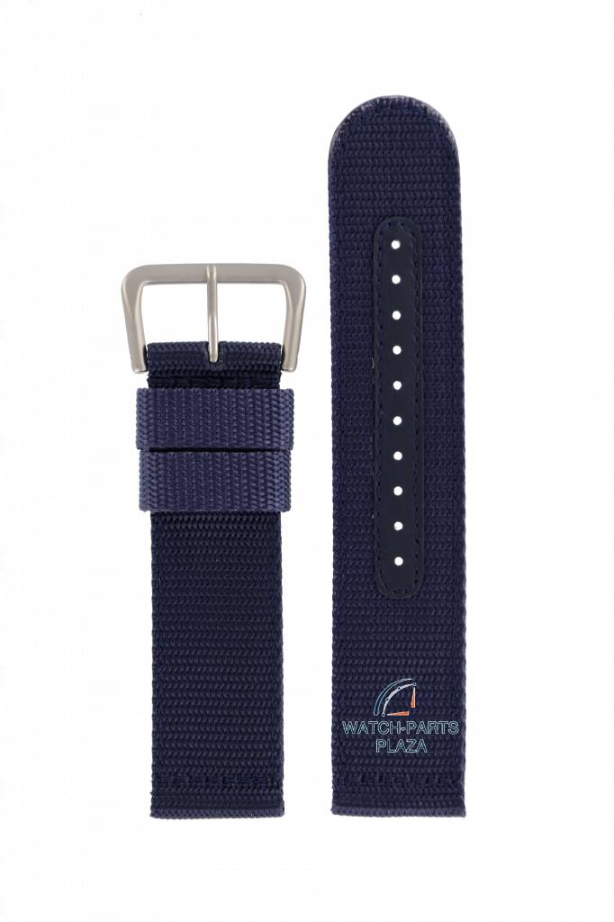 Watch Strap for Seiko 7S36 - 03J0 Blue Canvas Military Band 22mm SNZG11 4A215JL Nylon - Watch Plaza