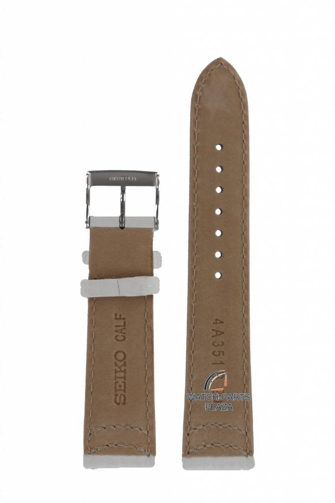 Watch Strap for Seiko SKK895P1 White Leather Band 4A351 B 20 mm - Watch Plaza