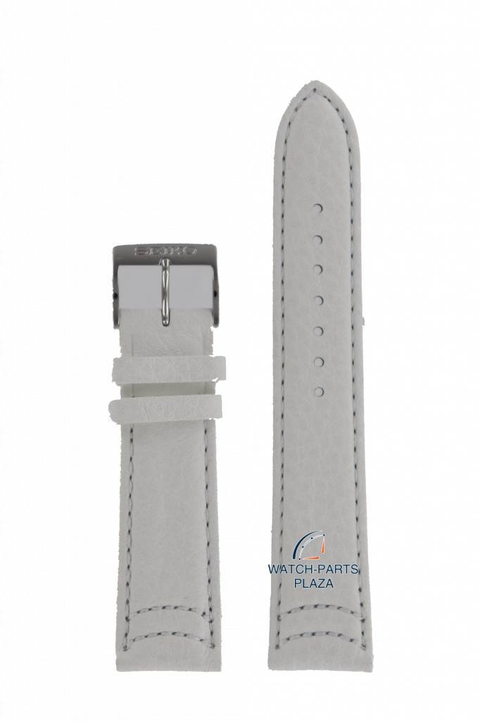 Watch Strap for Seiko SKK895P1 White Leather Band 4A351 B 20 mm - Watch Plaza