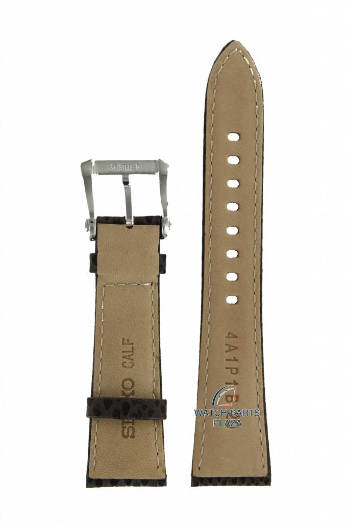 Watch Strap for Seiko SNDZ20P1 / 7T92 - 0KS0 Brown Leather Band 4A1P1 B 20 mm - Watch Plaza