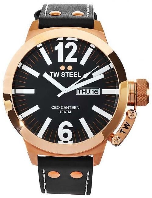 Watch TW - Steel CEO Canteen CE1022 analogue rose 50mm with black leather strap - Watch Plaza