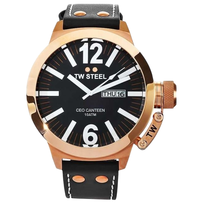Watch TW - Steel CEO Canteen CE1022 analogue rose 50mm with black leather strap - Watch Plaza