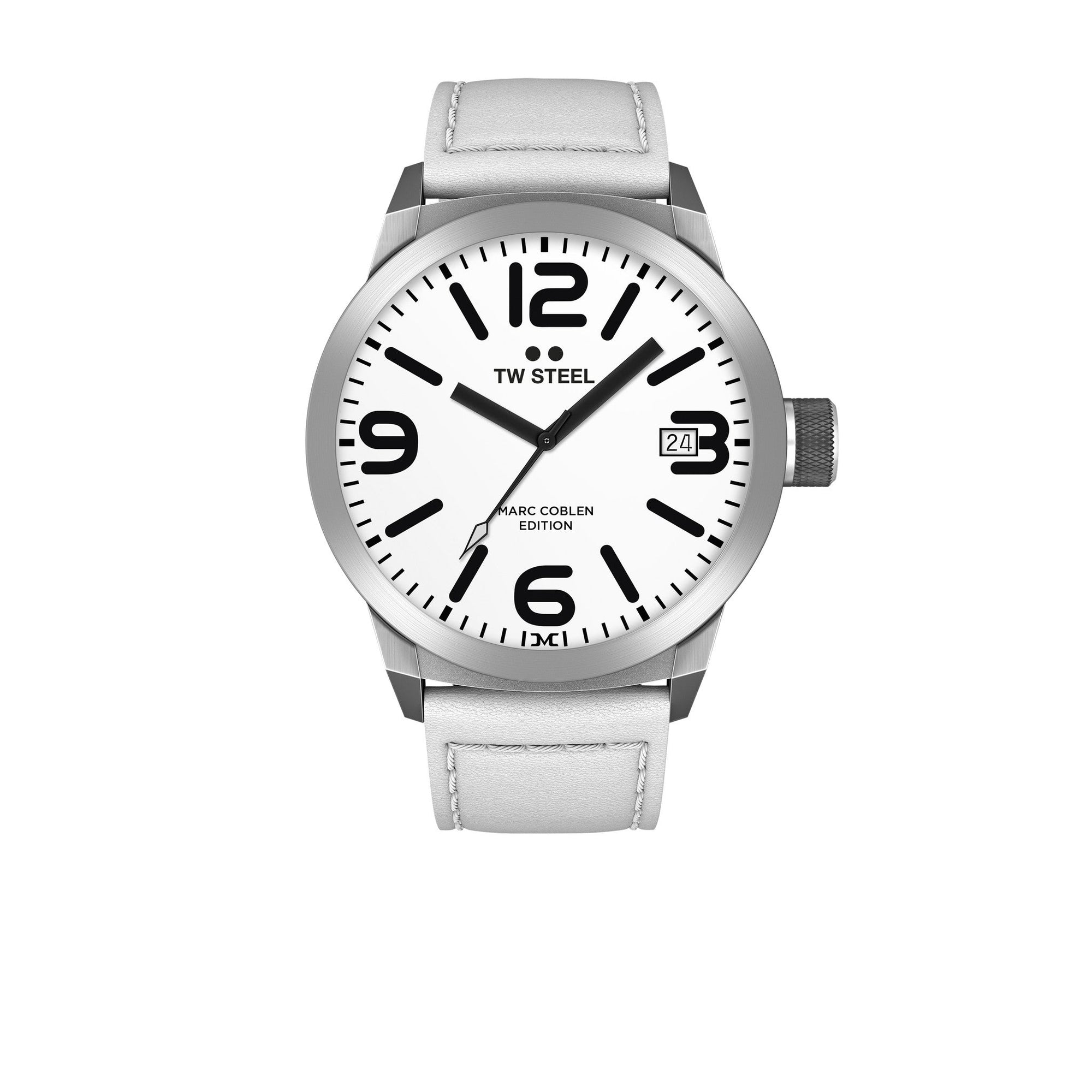 Watch TW - Steel Marc Coblen Edition TWMC43 white leather strap 50mm - Watch Plaza