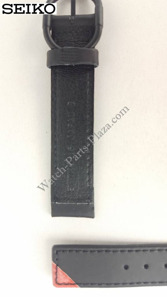 Watchband 7320 - 6220 Seiko Skyliner Diashock 15mm Black leather strap 15mm BLA20D - Watch Plaza