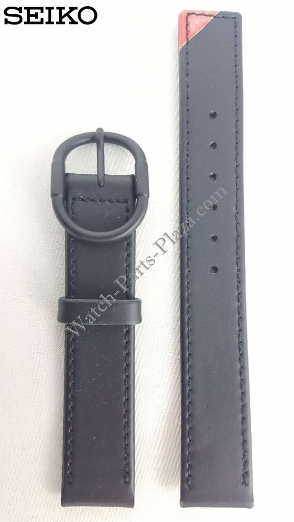 Watchband 7320 - 6220 Seiko Skyliner Diashock 15mm Black leather strap 15mm BLA20D - Watch Plaza