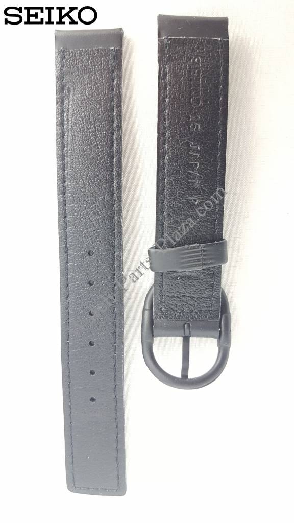 Watchband 7320 - 6220 Seiko Skyliner Diashock 15mm Black leather strap 15mm BLA20D - Watch Plaza