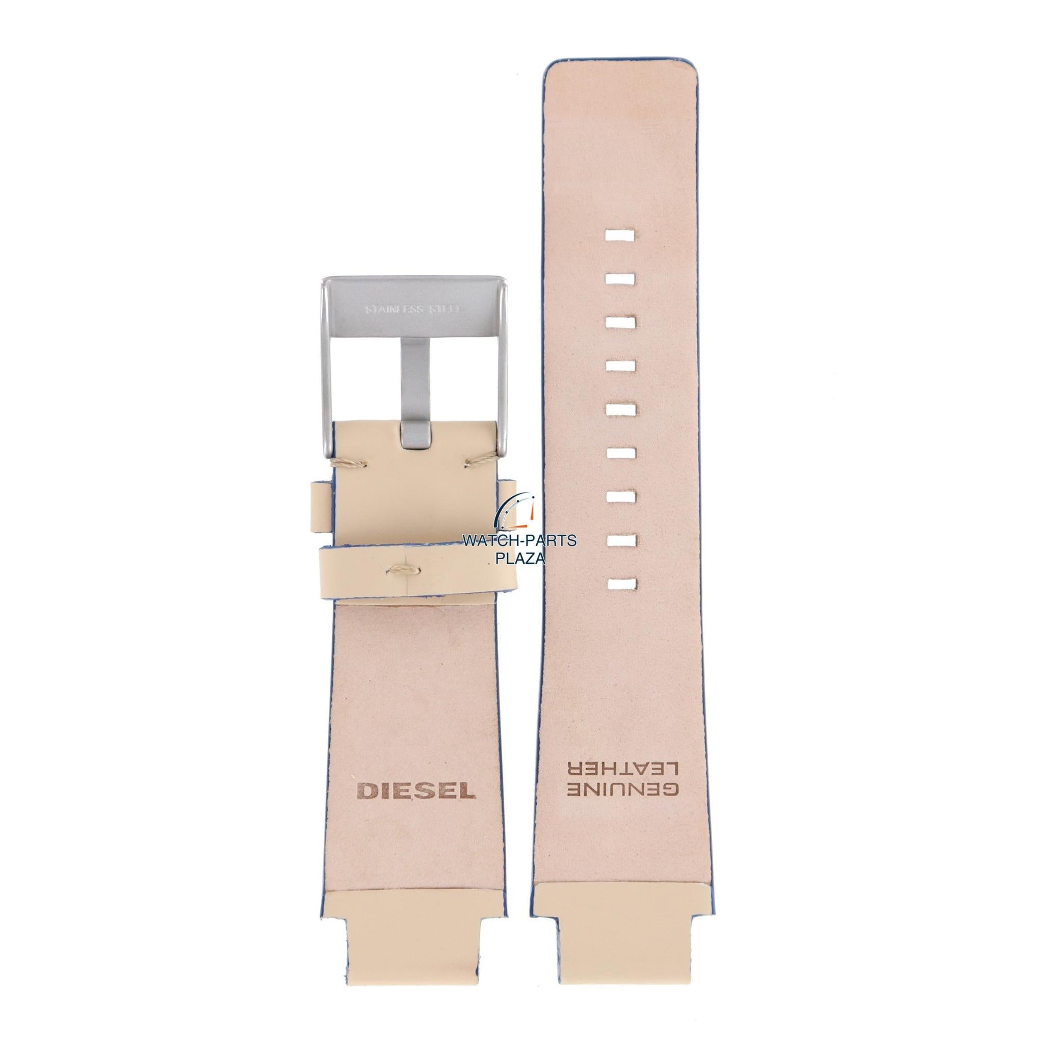 WatchBand Diesel DZ1048 cream leather strap 18mm original beige - Watch Plaza