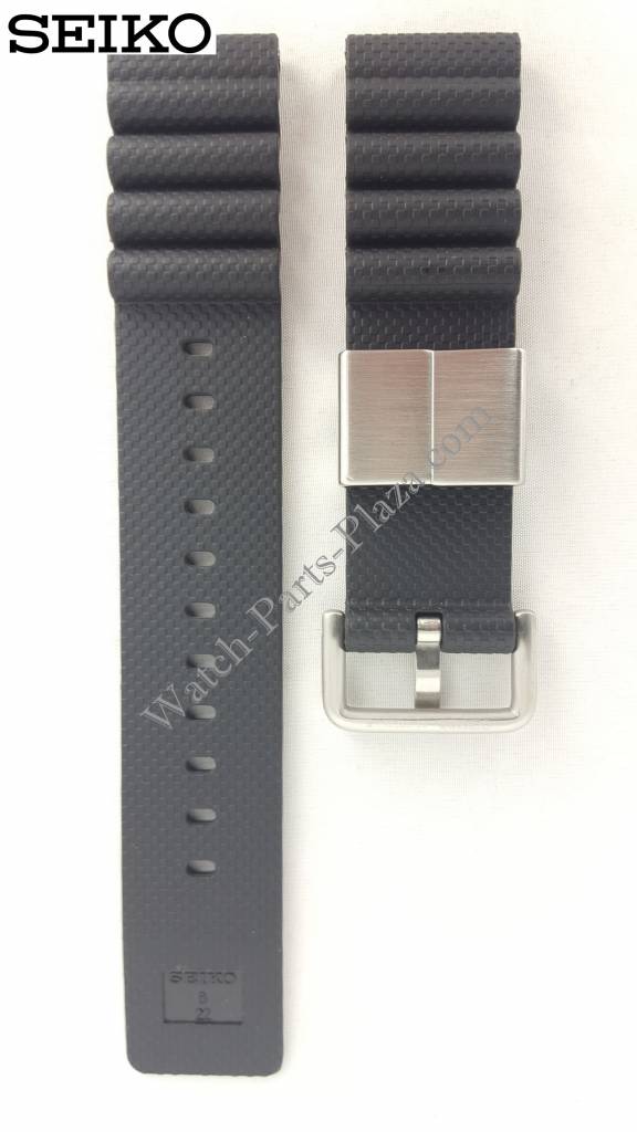 Watchband SBDC007, SBDC009 Seiko Prospex Diver 6R15 - 01D0 Black Rubber Strap 22mm - Watch Plaza