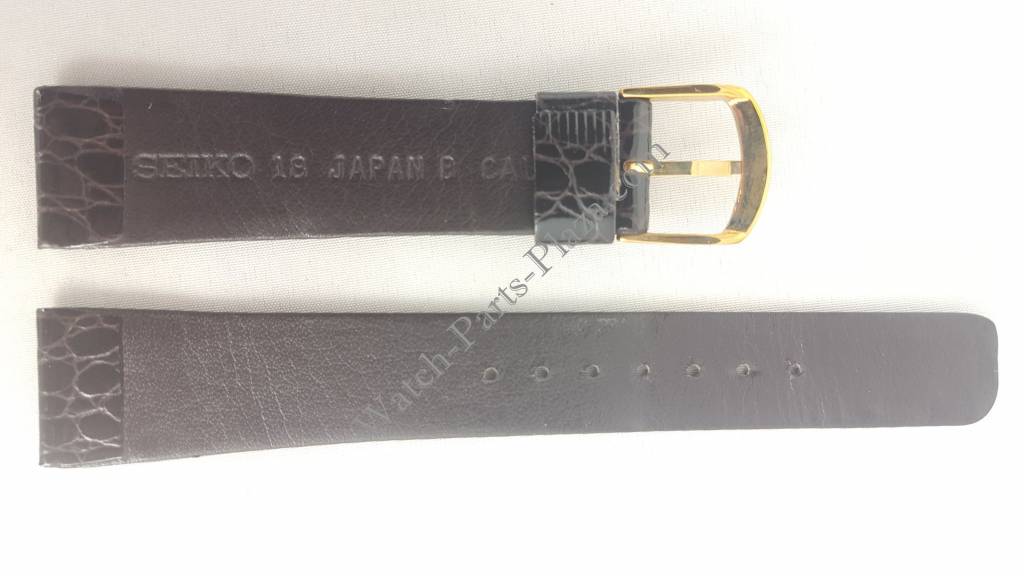 Watchband Seiko 5P39 / 7F38 / 9020 / H249 5010 brown leather strap 18mm BPJ05G - Watch Plaza