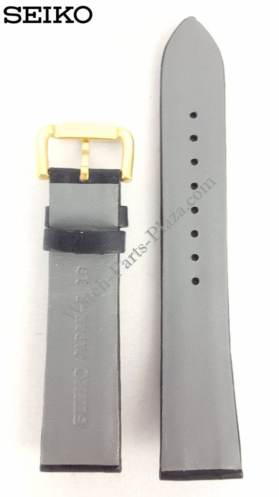 Watchband Seiko 5T32 7A40 / 7T32 7A50 Black leather strap 19mm BQA40G - Watch Plaza