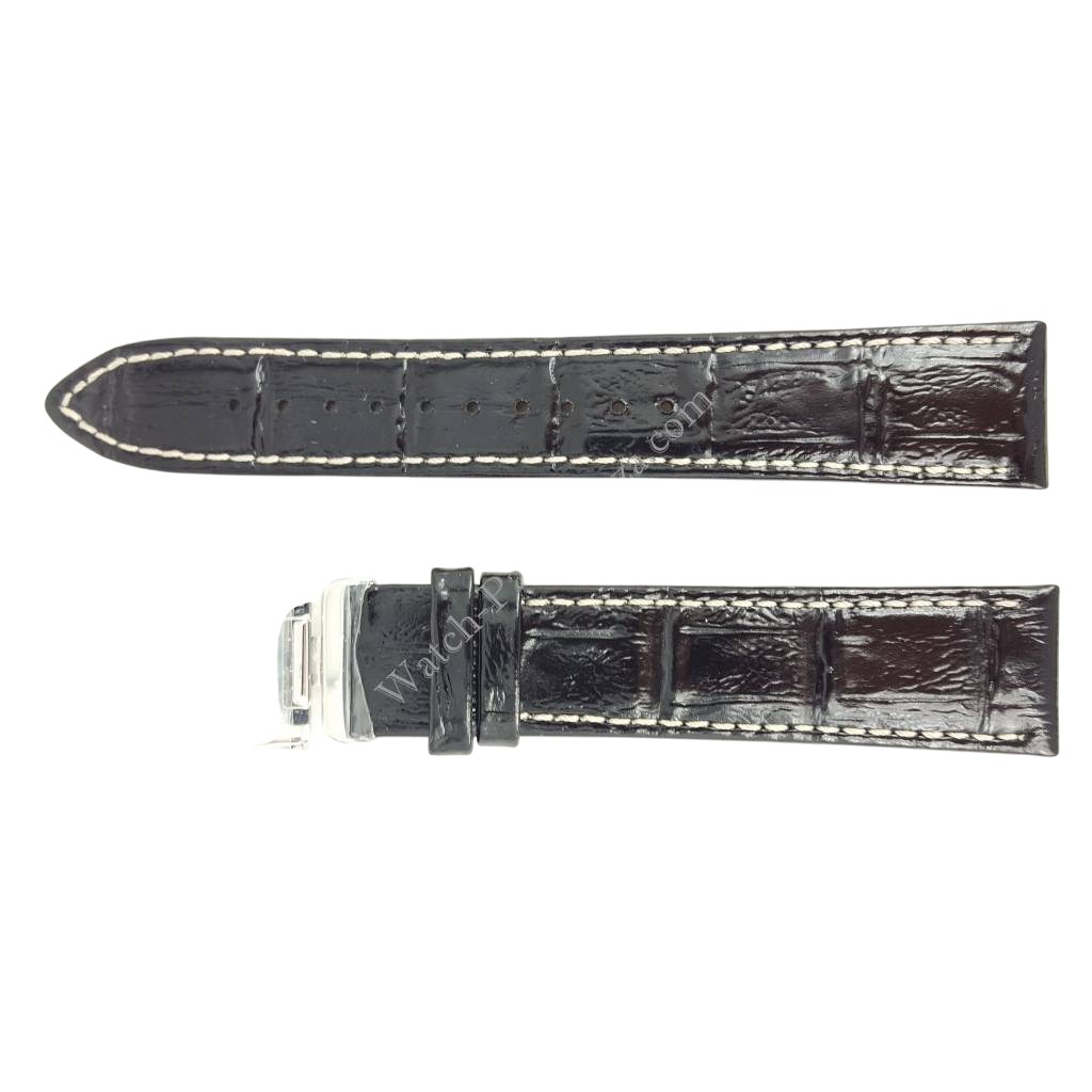 Watchband Seiko SNM007 / SNM025 Black Leather Strap - B 20mm 7S35 - 00A0 4K08JB - Watch Plaza