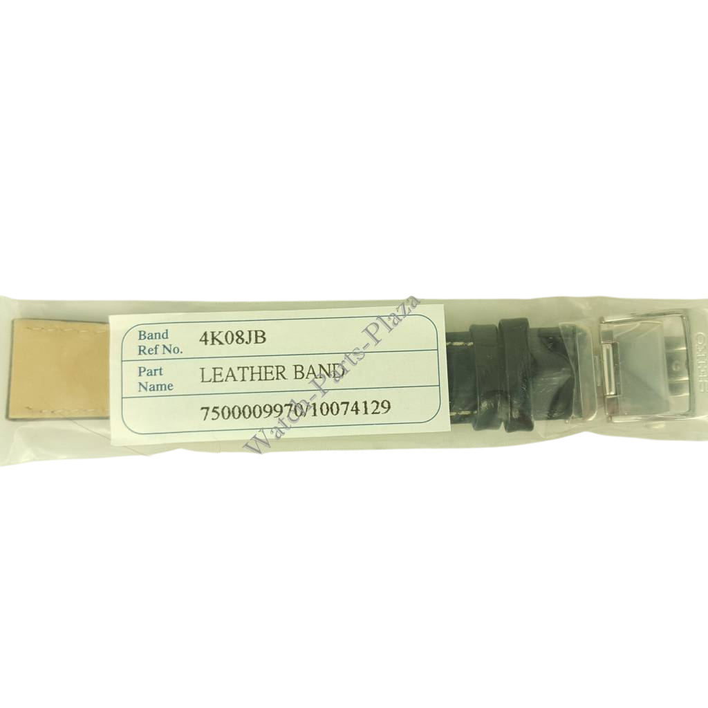 Watchband Seiko SNM007 / SNM025 Black Leather Strap - B 20mm 7S35 - 00A0 4K08JB - Watch Plaza