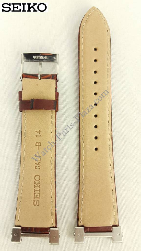 Watchband Seiko SPQ003P1 Conceptuel Series brown leather strap 5Y63 - 0AB0 14mm - Watch Plaza