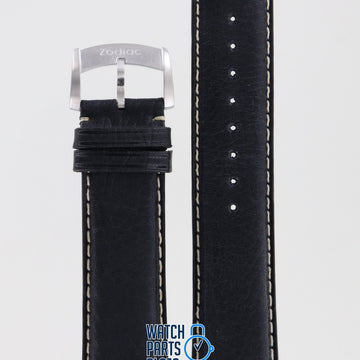 Zodiac ZO2208 Watch Band ZO - 2208 Black Leather 22 mm Sea Dragon - Watch Plaza