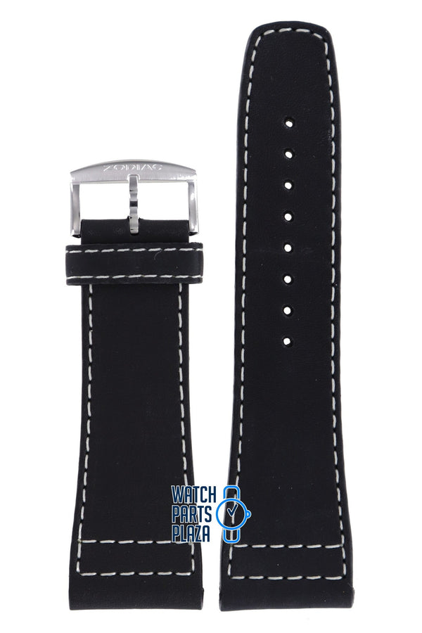 Zodiac ZO2600 Watch Band ZO - 2600 Black Leather 28 mm Renegade - Watch Plaza